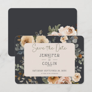 Save The Date Vanilla White Boho Rose Mariage bleu