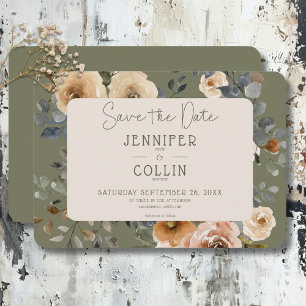 Save The Date Vanilla White Boho Rose Sage Mariage