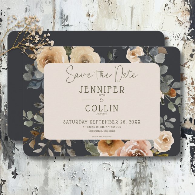 Save The Date Vanilla White Boho Rose Sage Mariage (Vanilla White Boho Roses Sage Wedding Save The Date)
