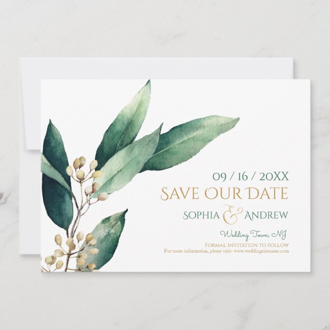 Save The Date Végétation botanique moderne rustique sauver la da (Devant)