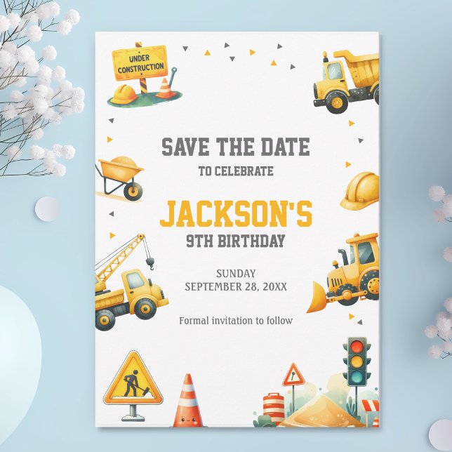 Save The Date Véhicules de construction Camion de vidage Bulldoz (Créateur téléchargé)
