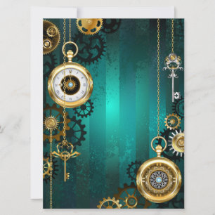 Save The Date Veille bijoux Steampunk sur un Arrière - plan vert