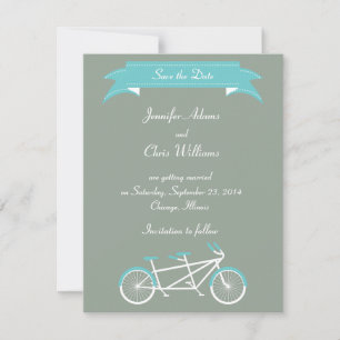 Save The Date Vélo tandem (gris / bleu) Enregistrer la date