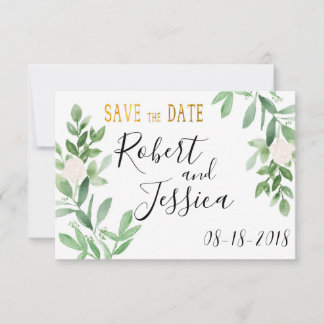 Save The Date Verdure et or Mariage simple Enregistrer la date