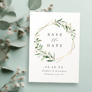 Save The Date Verdure moderne or géométrique Mariage rustique gé