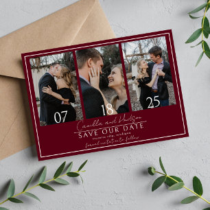 Save The Date Véritable Simplicité 4 Bourgogne foncé Mariage