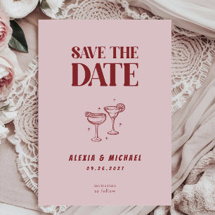 Save The Date Verre à Cocktail Rétro Photo Écriture Élégante Mar