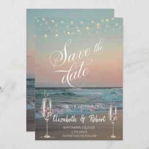 Save The Date Verre Champagne De Plage Économisez La Date
