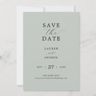 Save The Date Verre de mer Green Script élégant Mariage moderne