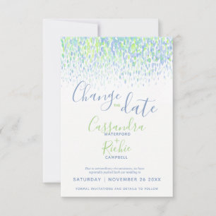 Save The Date Vert bleu art moderne changer la date mariage