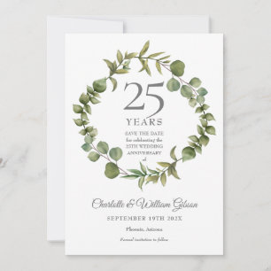 Save The Date Vert de la forêt 25e anniversaire
