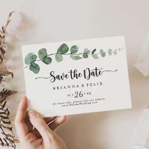 Save The Date Vert délice Eucalyptus Mariage horizontal