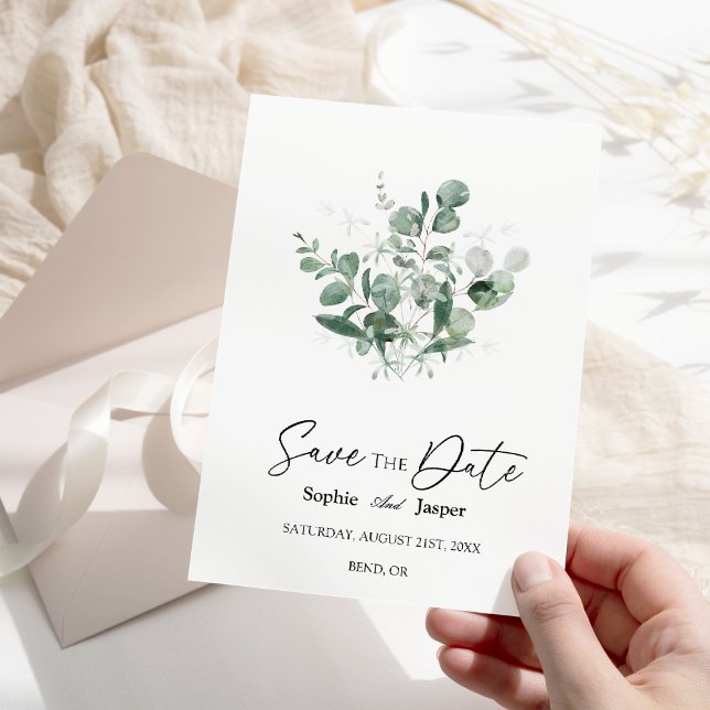 Save The Date Vert moderne Mariage blanc Enregistrer la date (Créateur téléchargé)