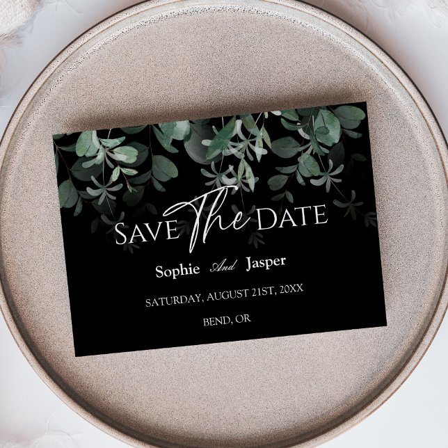 Save The Date Vert moderne Mariage noir plat Enregistrer la date (Créateur téléchargé)