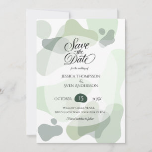 Save The Date Vert organique Mariage Abstrait géométrique