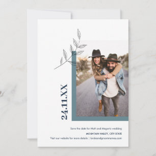Save The Date Vert photo extérieure minimaliste Feuille