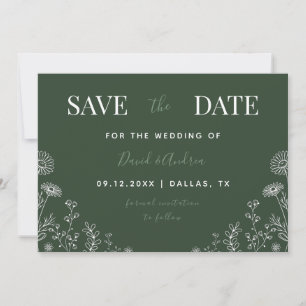 Save The Date Vert sage   Fleur sauvage Drake Nature Feuilles Au
