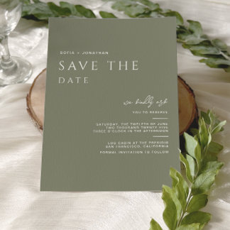 Save The Date Vert Sage Minimaliste Élégant Mariage