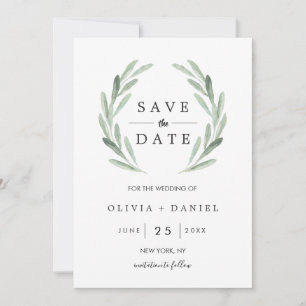Save The Date Verte Watercolor Wreath Wedding Enregistrer la dat