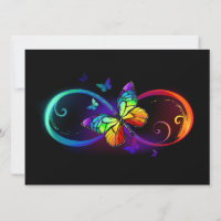 Vibrant infinity with rainbow butterfly on black