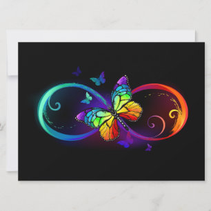 Save The Date Vibrant infinity with rainbow butterfly on black