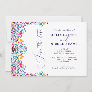 Save The Date Vibrant mexicaine Fiesta Style Mariage arc-en-ciel