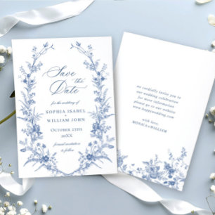 Save The Date Victorian Dusty Blue French Garden Floral Mariage
