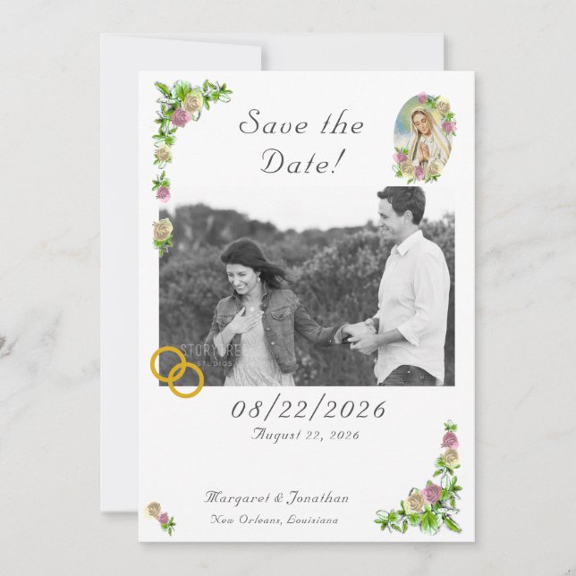 Save The Date Vierge Marie Nuptiale Sauvegarder la date Signet (Devant)