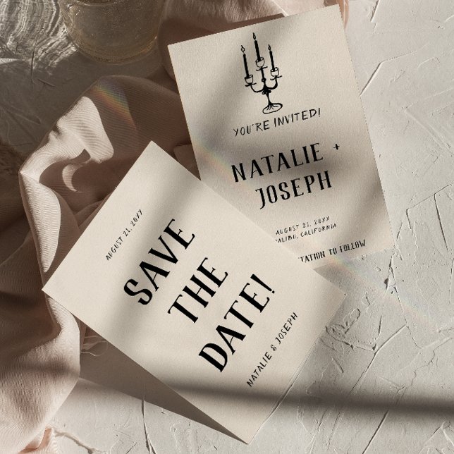 Save The Date Vieux argent moderne main tiré Rétro Mariage excen (Créateur téléchargé)