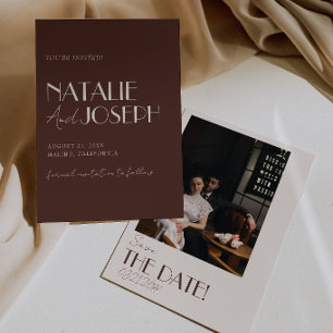Save The Date Vieux Chocolat Brun Photo Rétro Mariage