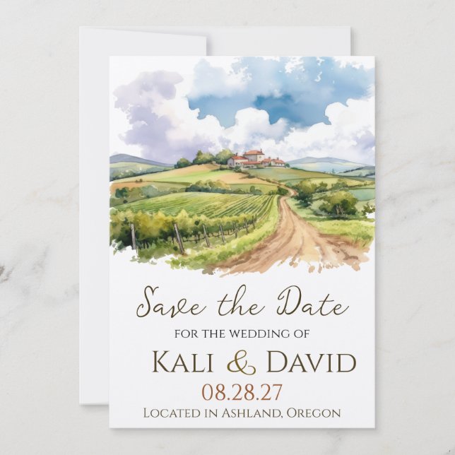 Save The Date Vignoble aquarelle Enregistrer la date (Devant)