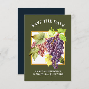 Save The Date Vignoble de raisins vin vert bleu or