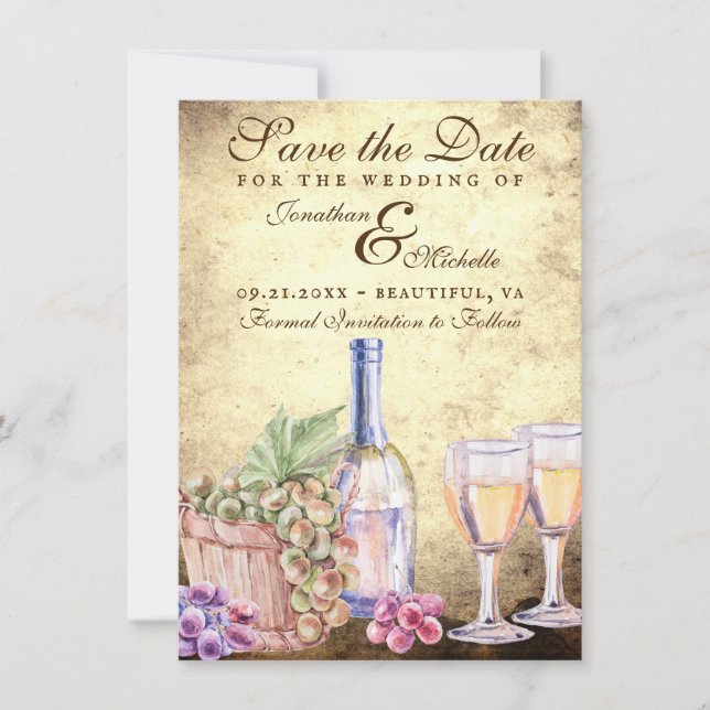Save The Date Vignoble romantique Vignoble Vignoble Mariage de v (Devant)