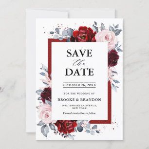Save The Date Vin de Bourgogne Dusty Blue Slate Enregistrer la d