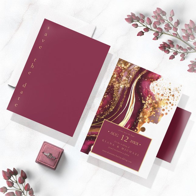 Save The Date Vin rouge Mariage Abstrait Sparkling ID1018 (Créateur téléchargé)
