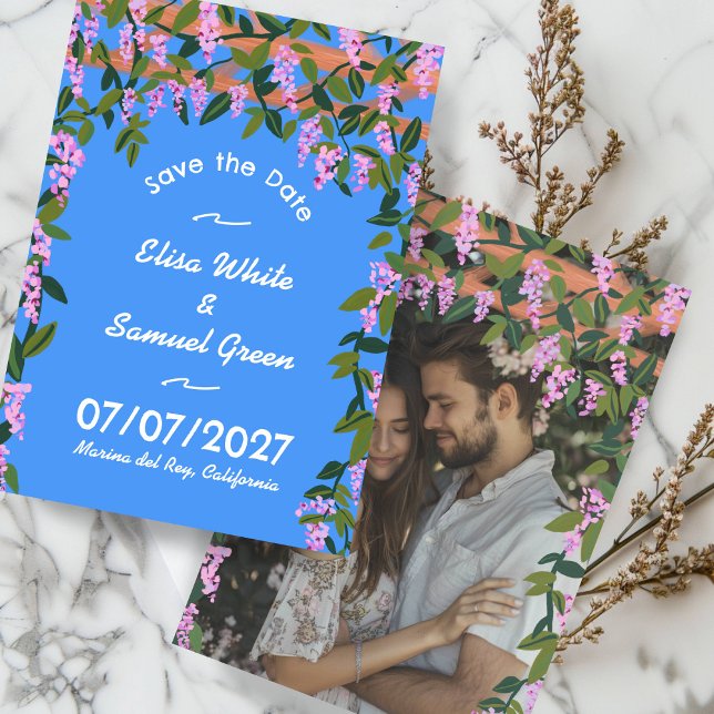 Save The Date Vins de la Wisteria Floral Custom Photo Mariage (Wisteria Vines Floral Custom Photo Wedding Save The Date
Card Digital Download Engagement)