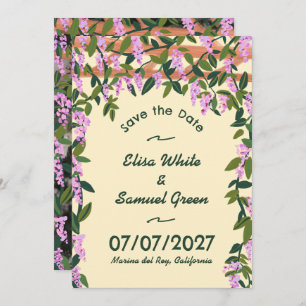 Save The Date Vins de la Wisteria Floral Custom Photo Mariage