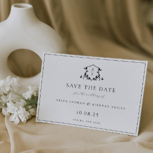 Save The Date Vins intemporels Crête noire Monogramme Mariage