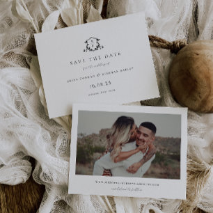 Save The Date Vins intemporels Crête noire Monogramme Photo