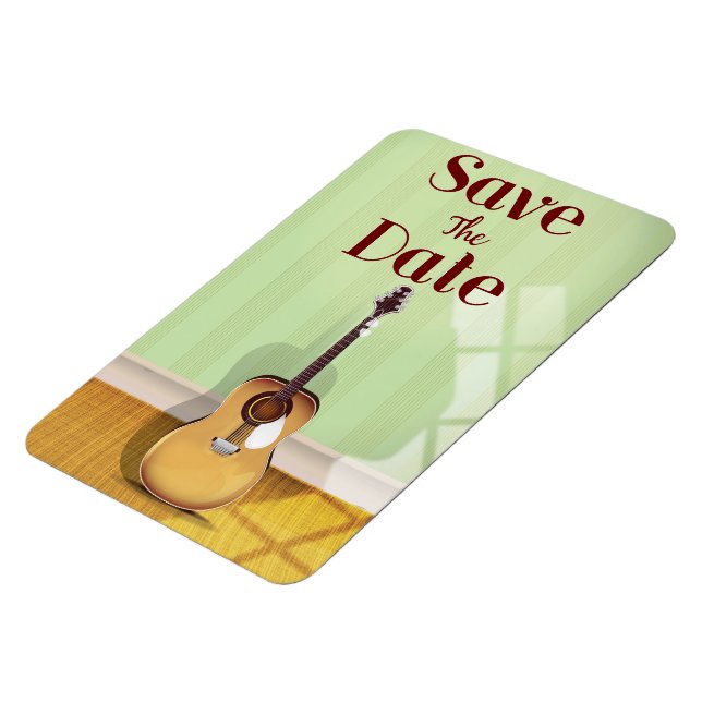 Save the Date Vintage Acoustic Guitar Magnet (Left Side)