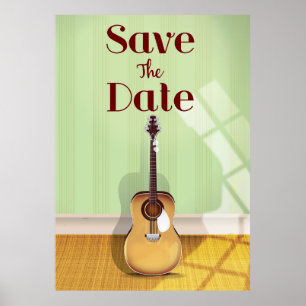 Save the Date Vintage Acoustic Guitar Poster