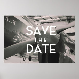 Save the Date Vintage Aircraft Hanger Poster