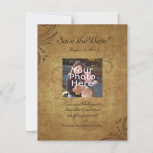 Save The Date Vintage Antique Teastain Swirl Enregistrer la date
