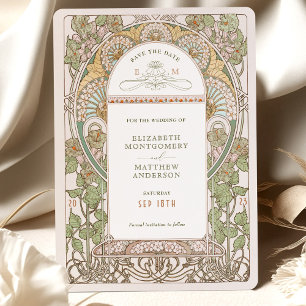 Save the Date Vintage Art Nouveau by Mucha Invitat Invitation