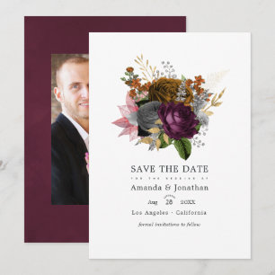 Save The Date Vintage Automne Floral Mariage Photo