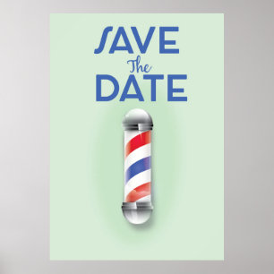 Save the Date Vintage Barber Shop Poster