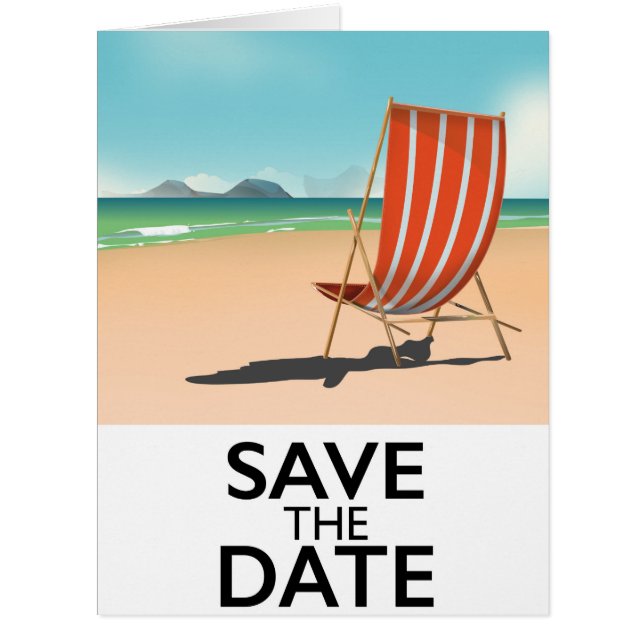 Save the Date vintage Beach Deckchair (Front)