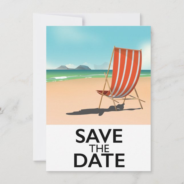 Save the Date vintage Beach Deckchair Invitation (Back)