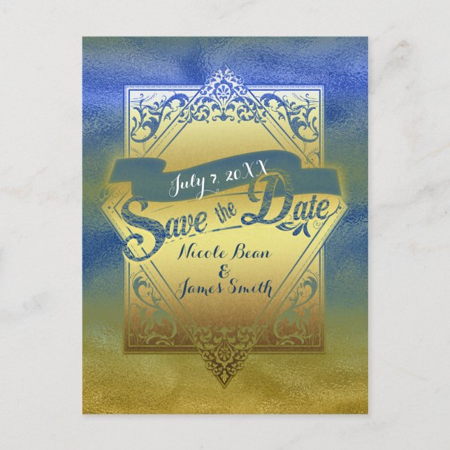 Save The Date Vintage Beach Elegant Engagement Postcard (Front)