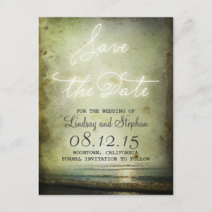 Save the Date Vintage Beach Magnets Announcement Postcard